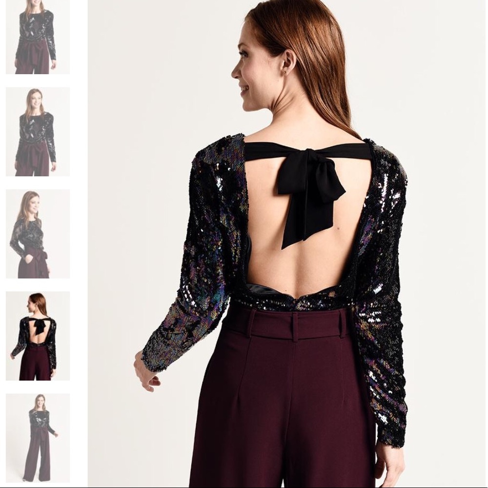 Parker Black Cher Combo Sequin Bodysuit Petrol M